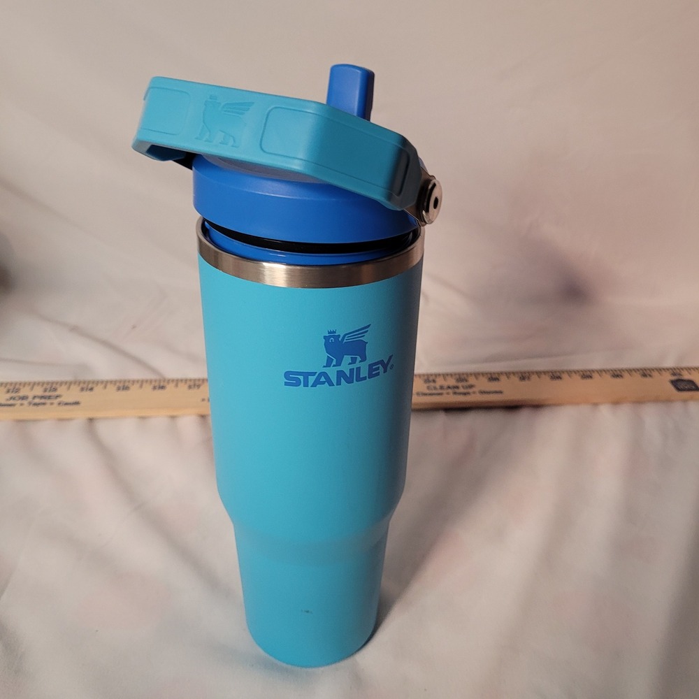 Stanley IceFlow Flip Straw Tumbler 30oz Blue Stainless Steel Water Bottle